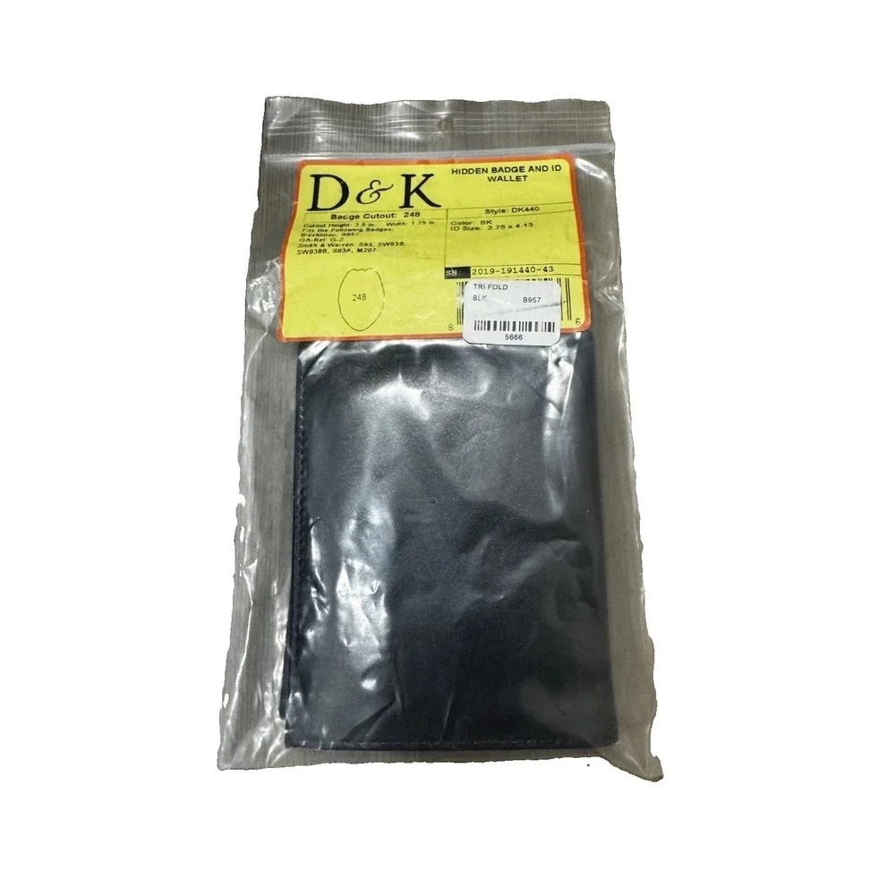 D&K 440 HIDDEN BADGE & ID HOLDER BIFOLD LEATHER WALLET SHIELD
